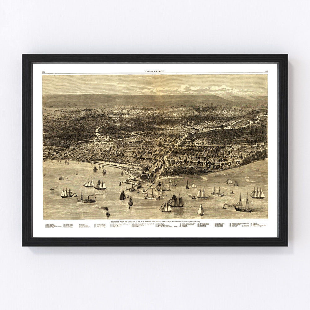 Chicago Vintage Map 1871