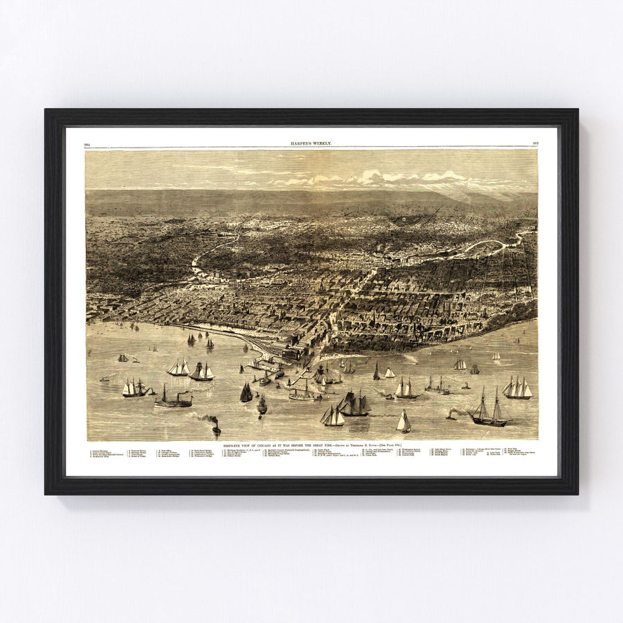Chicago Vintage Map 1871