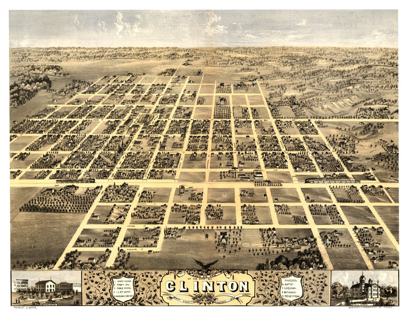 Size comparison using Vintage Map of Clinton, Illinois 1869