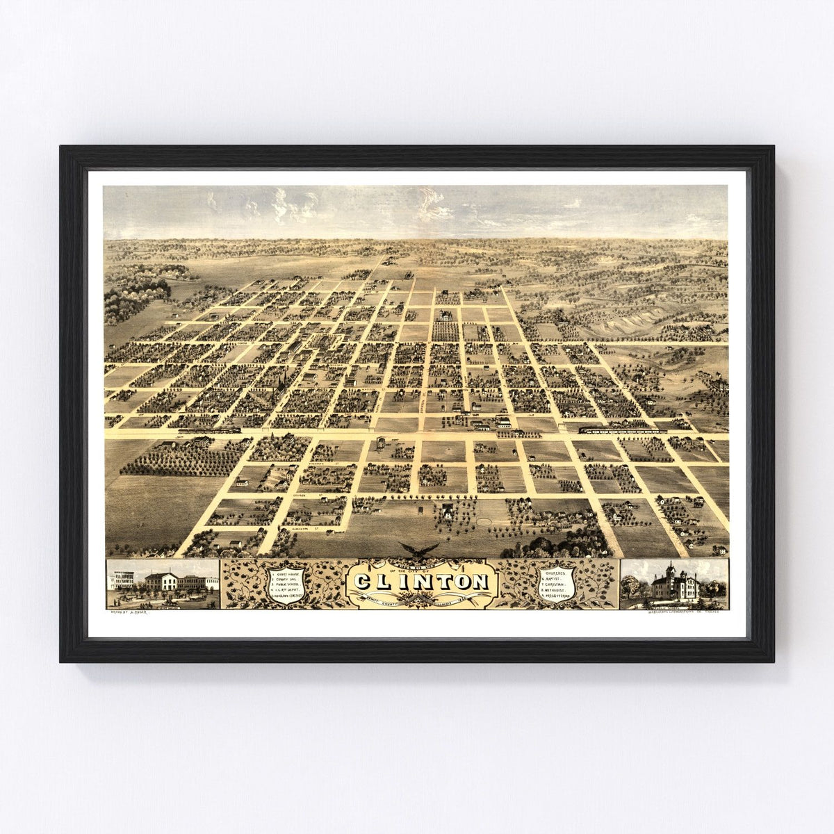 Clinton Vintage Map 1869