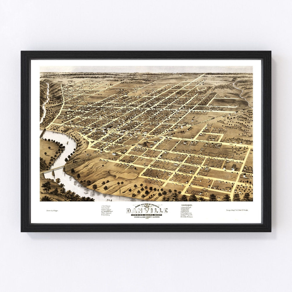 Danville Vintage Map 1869