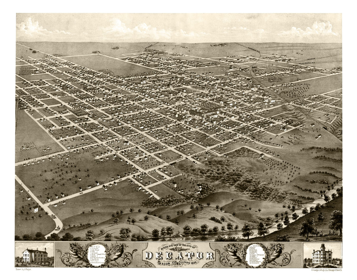 Preview of Vintage Map of Decatur, Illinois 1869