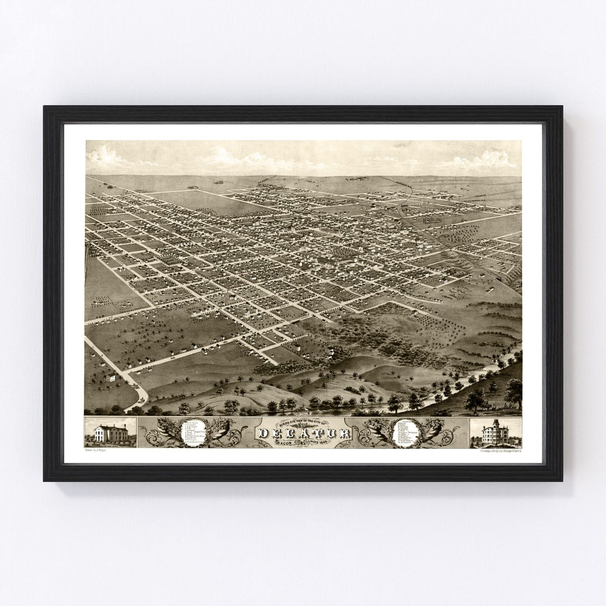 Decatur Vintage Map 1869