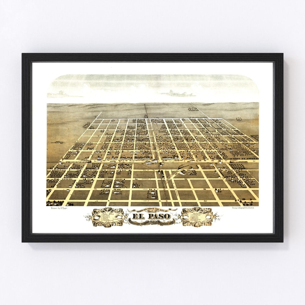 El Paso Vintage Map 1869