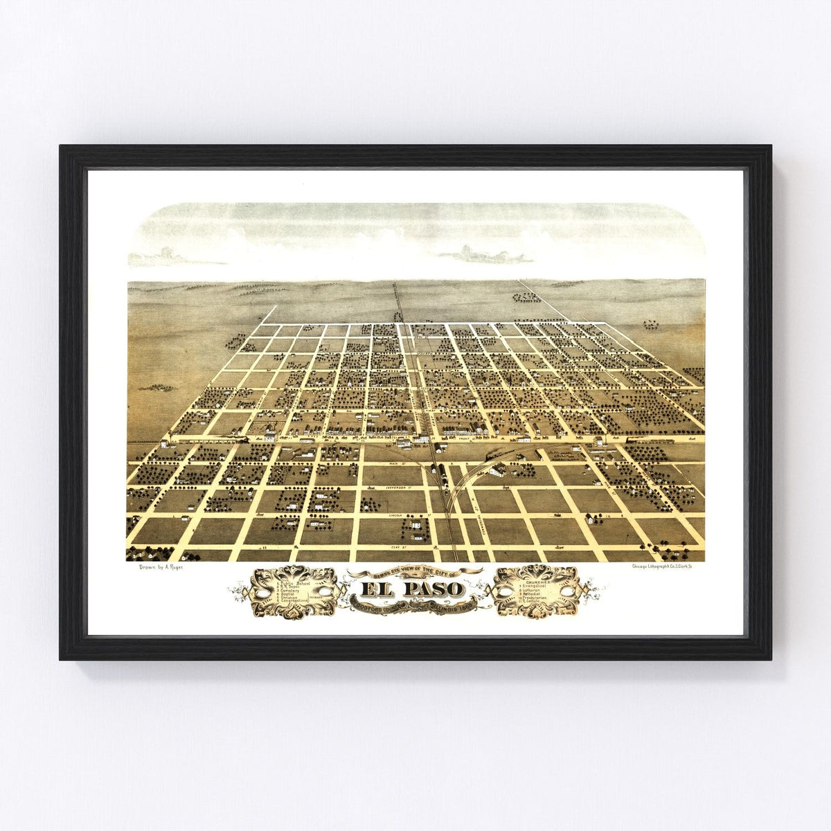 El Paso Vintage Map 1869