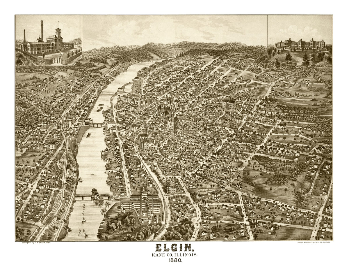 Preview of Vintage Map of Elgin, Illinois 1880