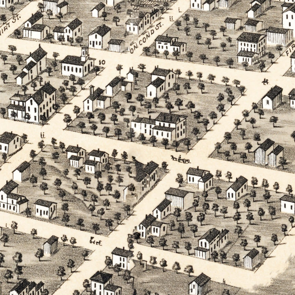 Restored historic details from the 1869 city map of Geneva, Illinois