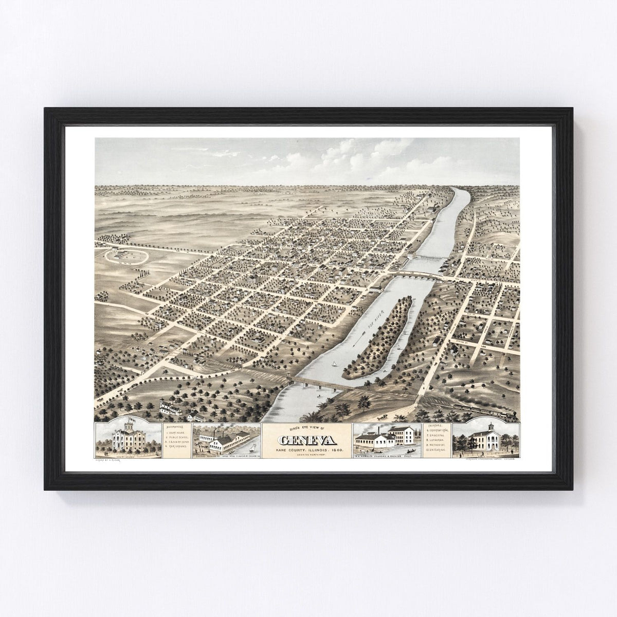Geneva Vintage Map 1869