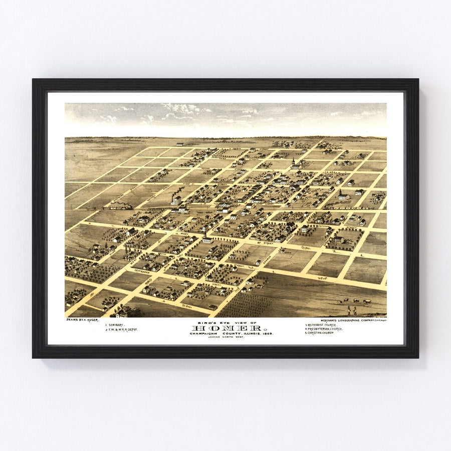 Homer Vintage Map 1869