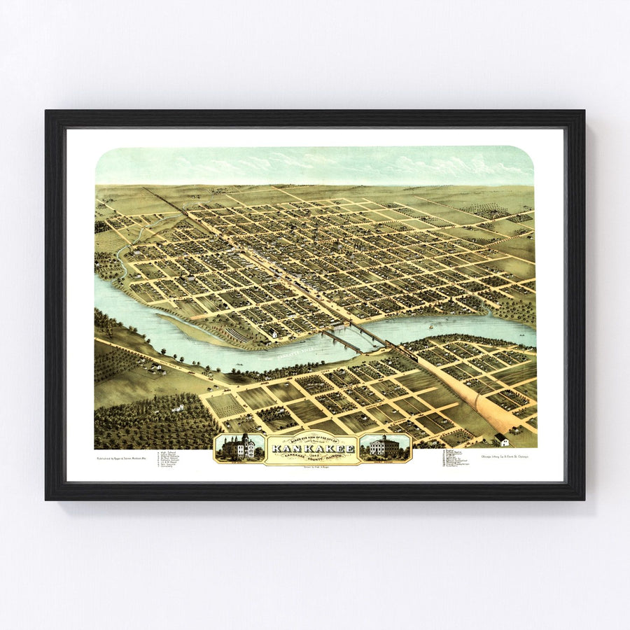 Kankakee Vintage Map 1869