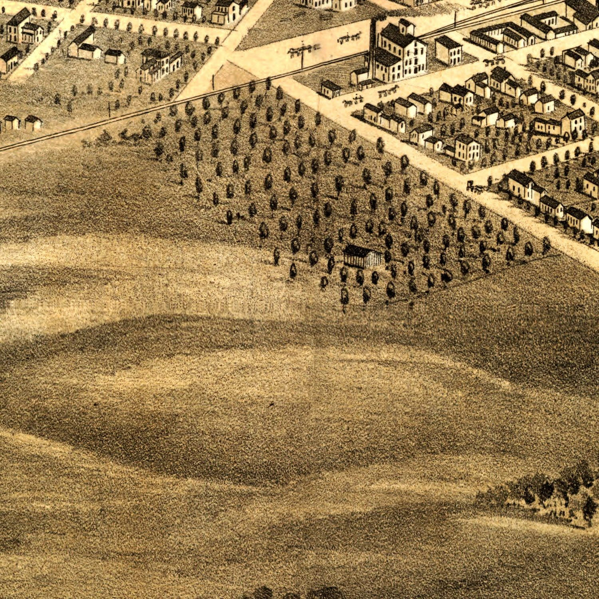 Restored historic details from the 1869 city map of Lincoln, Illinois