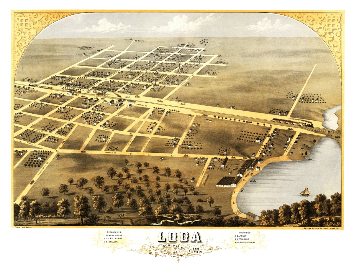 Preview of Vintage Map of Loda, Illinois 1869