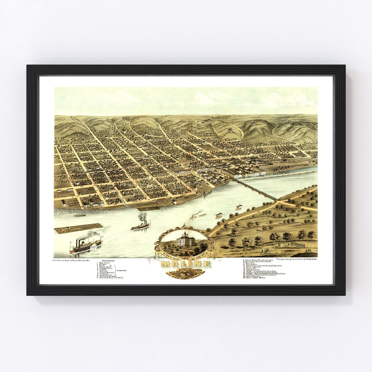 Moline Vintage Map 1869