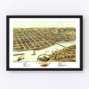 Moline Vintage Map 1869