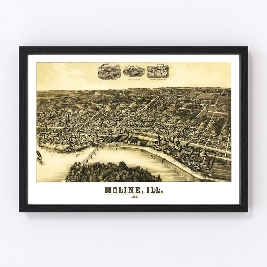 Moline Vintage Map 1889