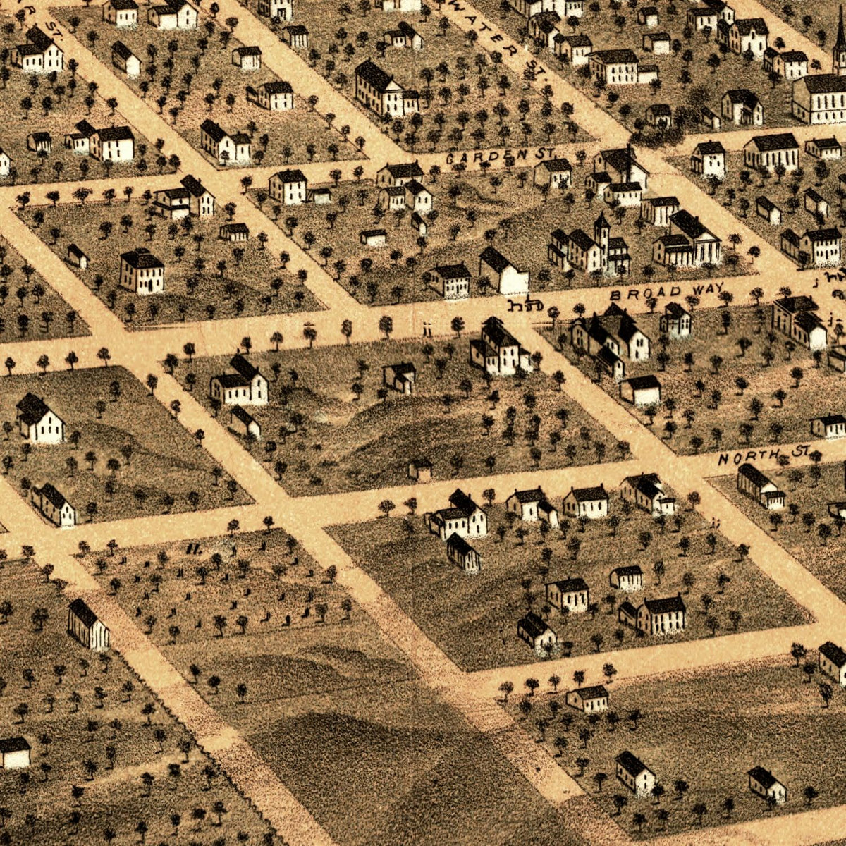 Restored historic details from the 1869 city map of Monmouth, Illinois
