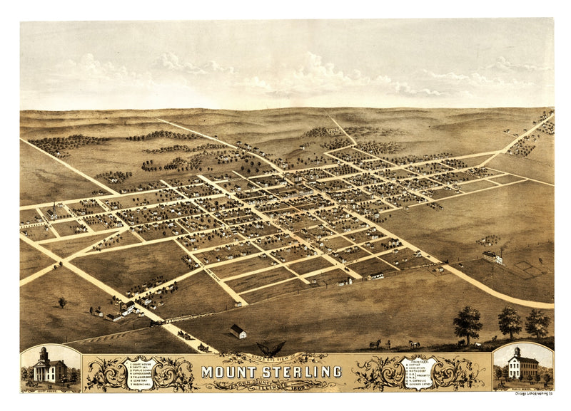 Size comparison using Vintage Map of Mount Sterling, Illinois 1869