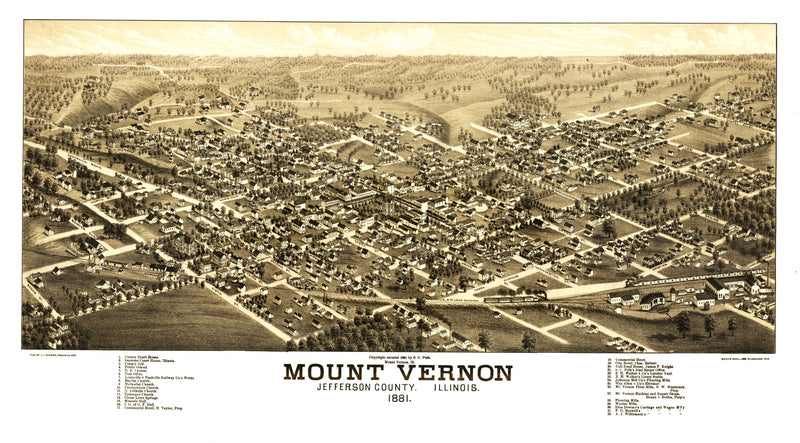 Size comparison using Vintage Map of Mount Vernon, Illinois 1881