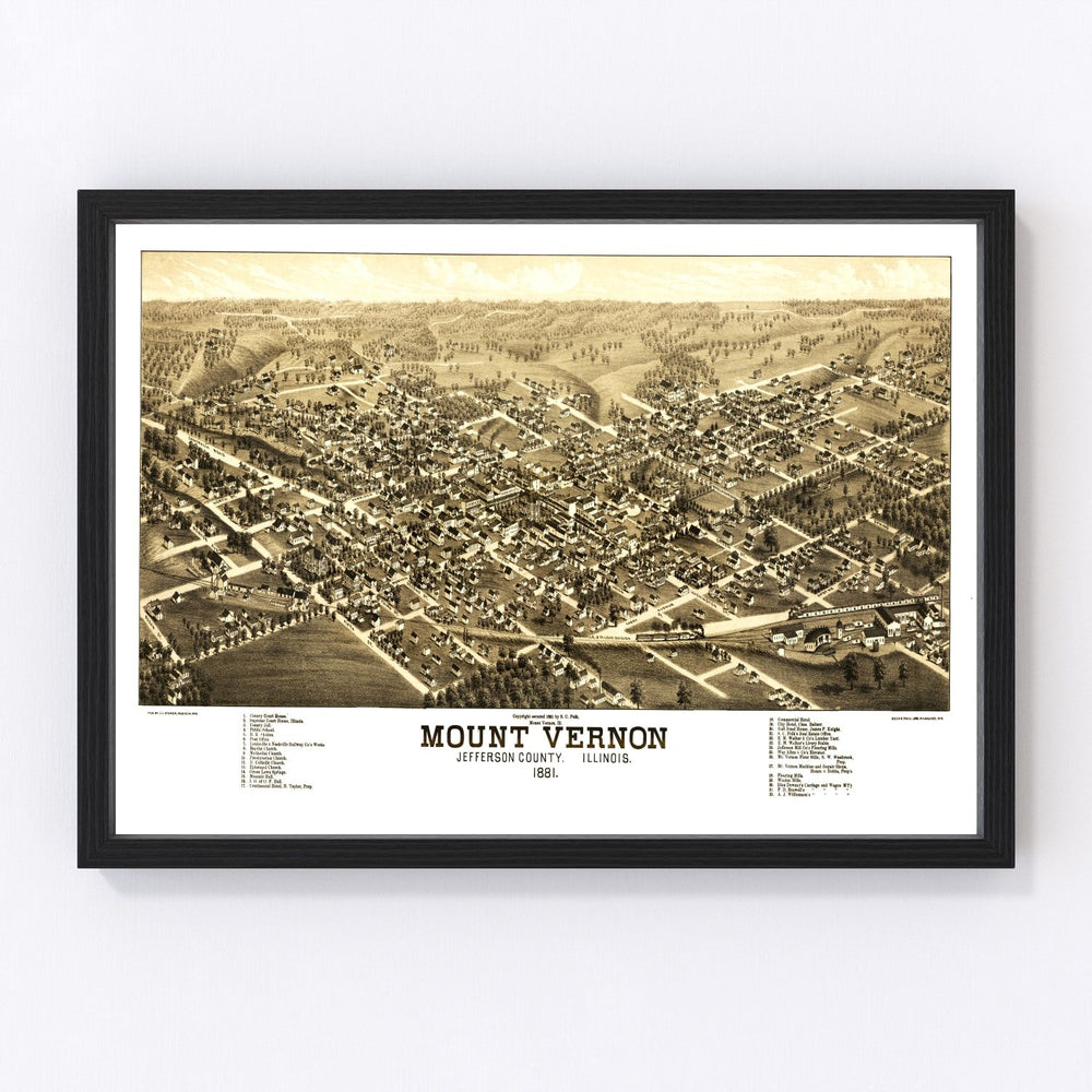 Mount Vernon Vintage Map 1881