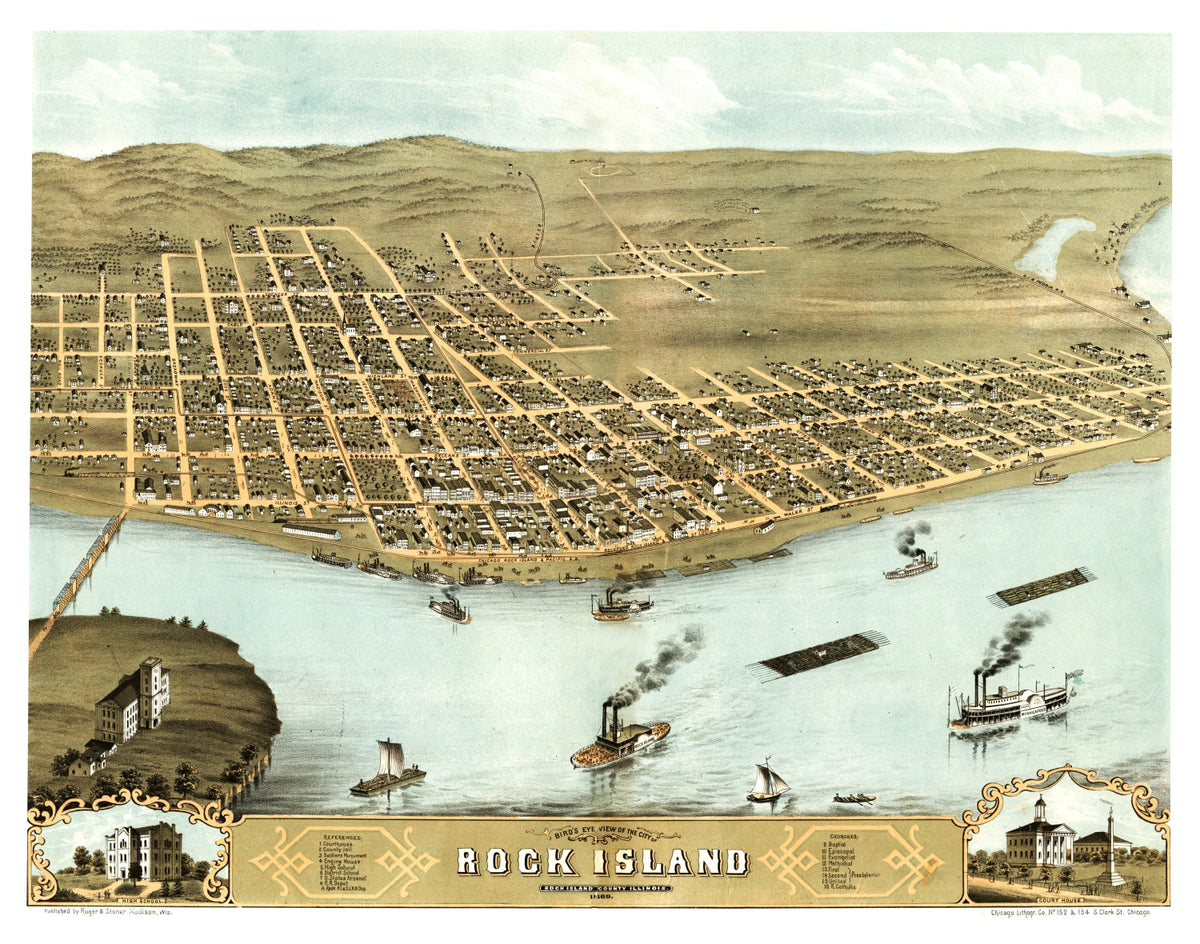 Preview of Vintage Map of Rock Island, Illinois 1869