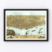 Rock Island Vintage Map 1869