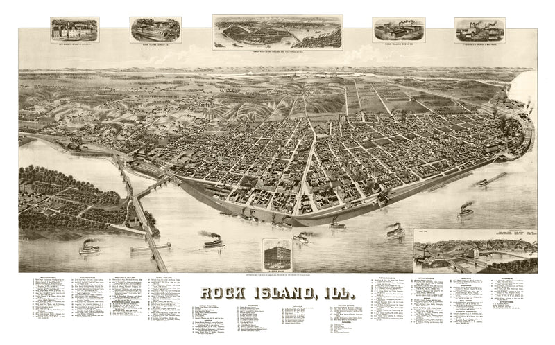 Size comparison using Vintage Map of Rock Island, Illinois 1889
