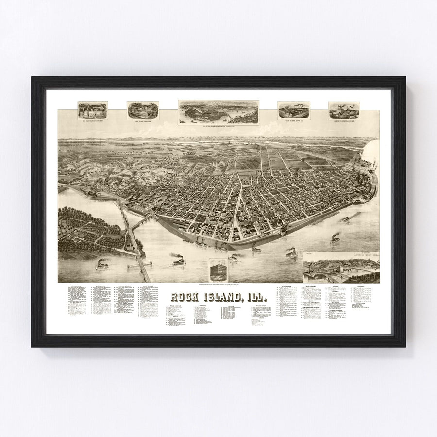 Rock Island Vintage Map 1889
