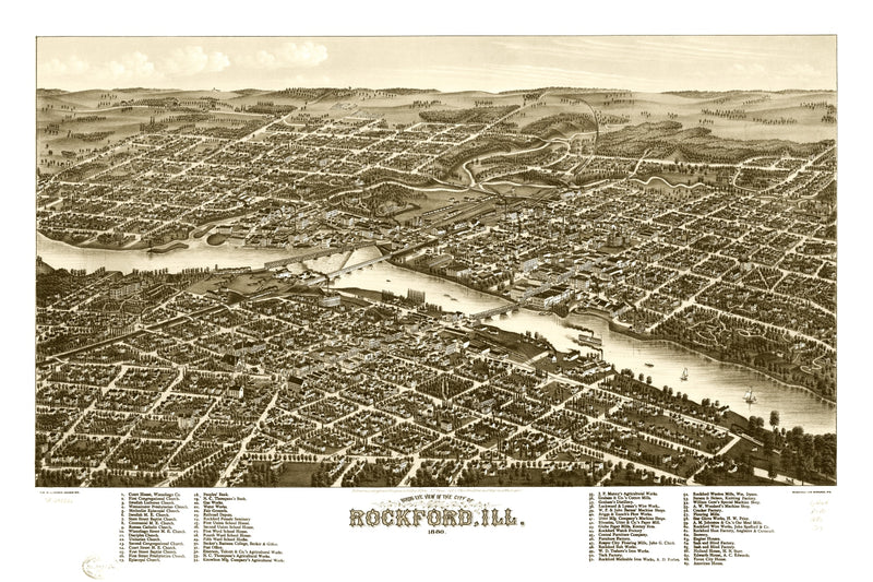 Size comparison using Vintage Map of Rockford, Illinois 1880
