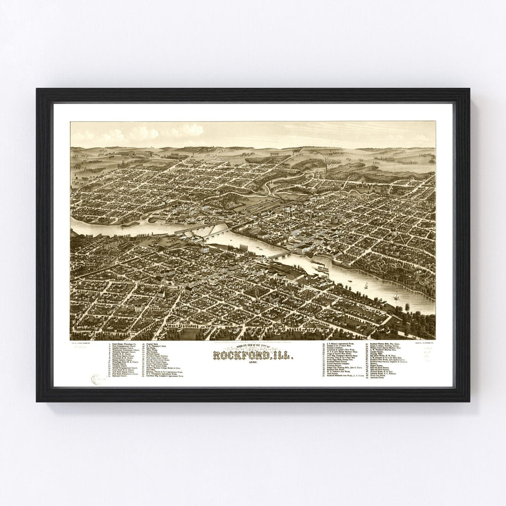 Rockford Vintage Map 1880