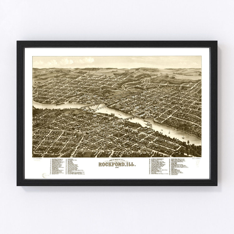 Rockford Vintage Map 1880
