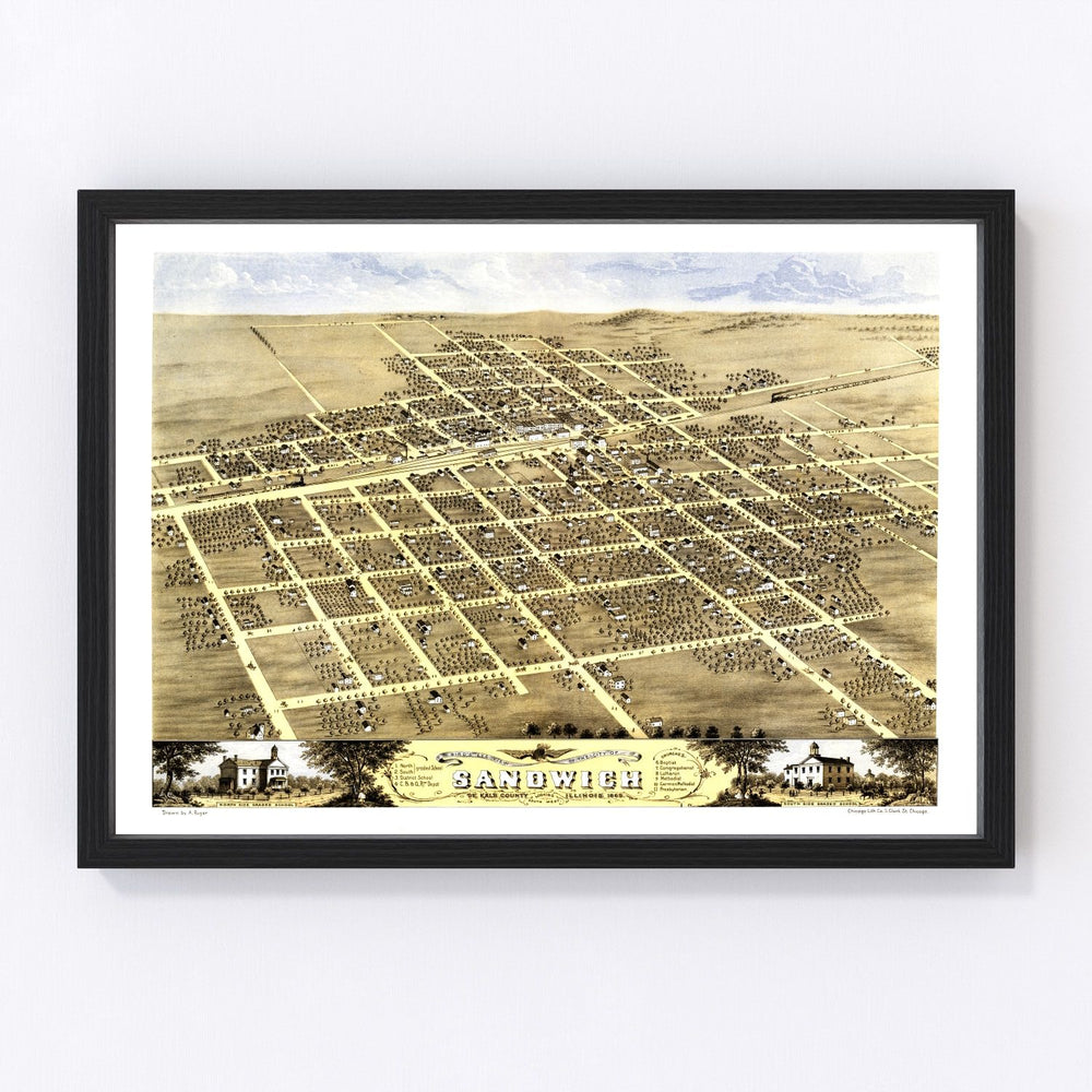 Sandwich Vintage Map 1869