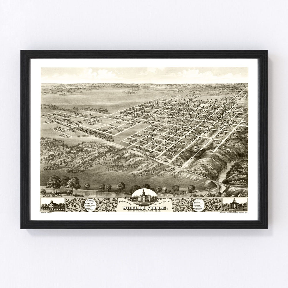 Shelbyville Vintage Map 1869