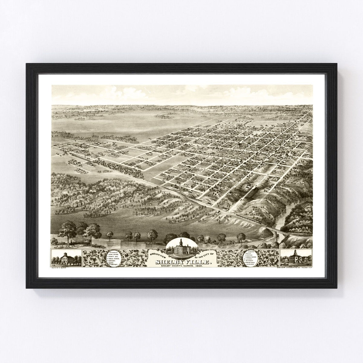 Shelbyville Vintage Map 1869