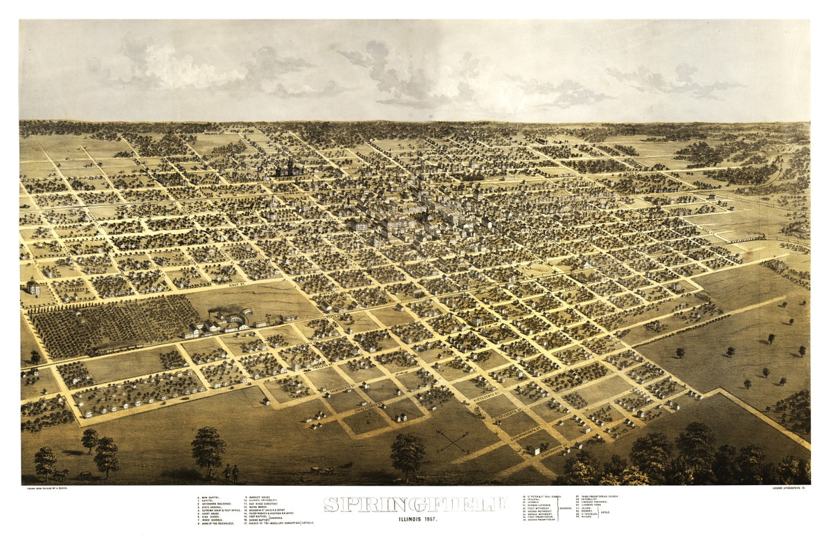 Preview of Vintage Map of Springfield, Illinois 1867