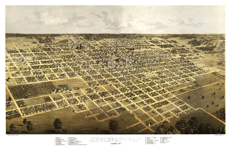 Size comparison using Vintage Map of Springfield, Illinois 1867
