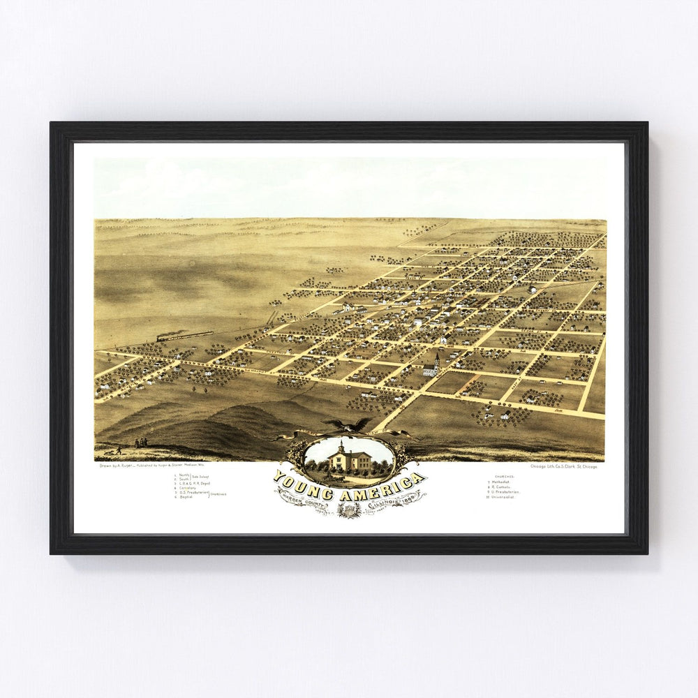 Young America Vintage Map 1869