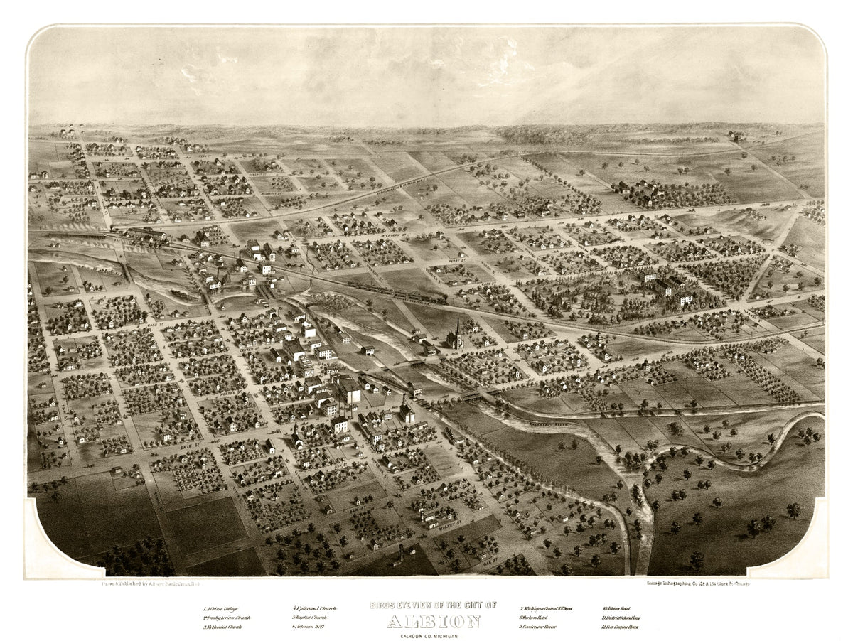 Preview of Vintage Map of Albion, Michigan 1868