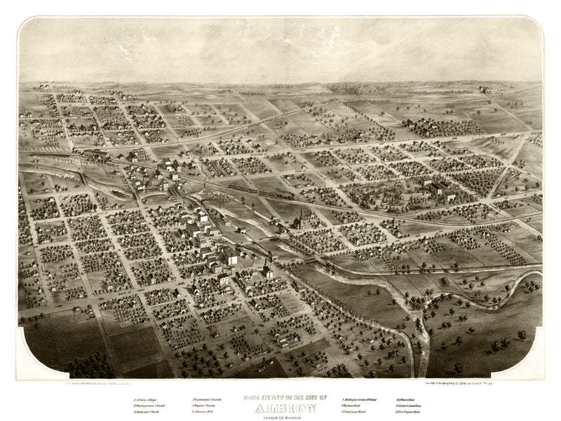 Size comparison using Vintage Map of Albion, Michigan 1868