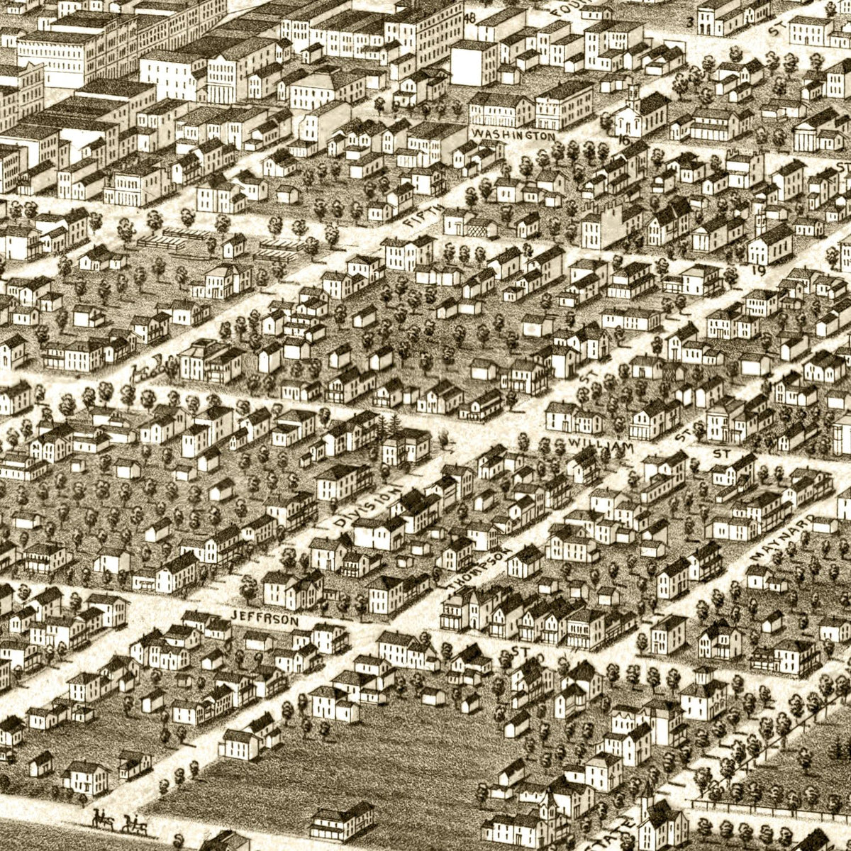 Restored historic details from the 1880 city map of Ann Arbor, Michigan