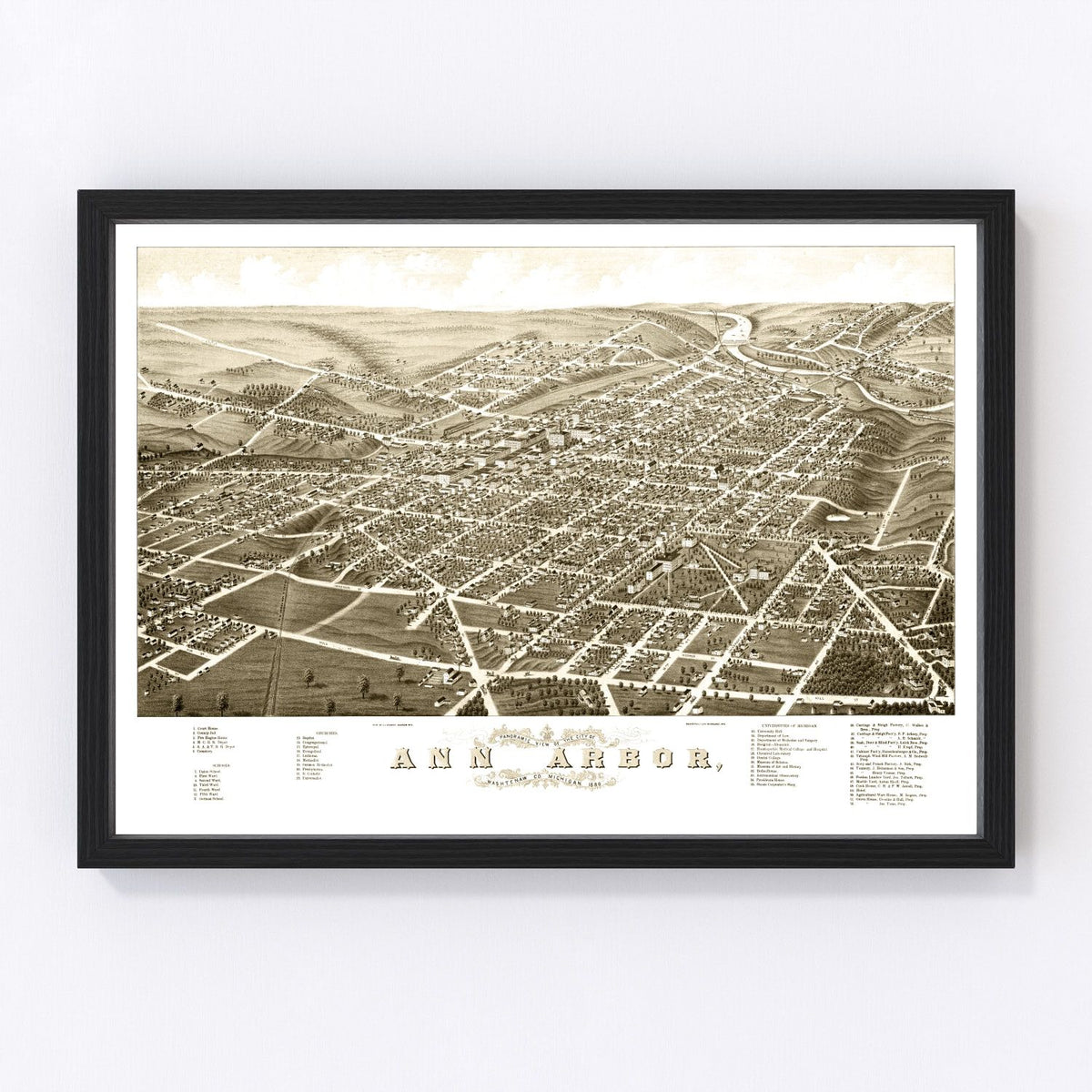 Ann Arbor Vintage Map 1880