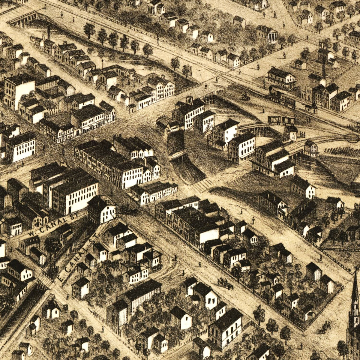 Restored historic details from the 1870 city map of Battle Creek, Michigan