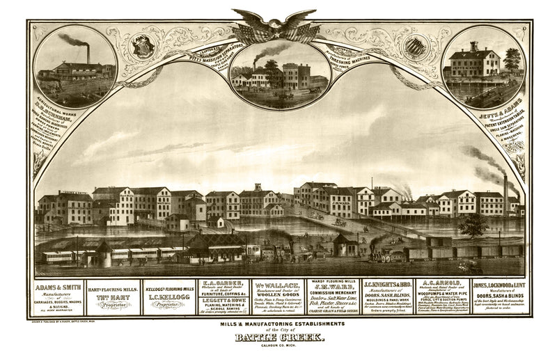 Size comparison using Vintage Map of Battle Creek, Michigan 1869