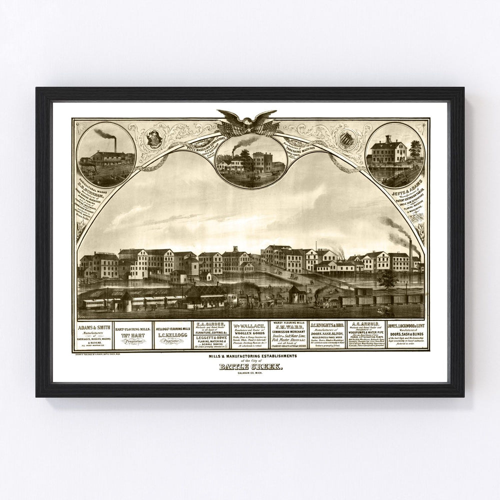 Battle Creek Vintage Map 1869