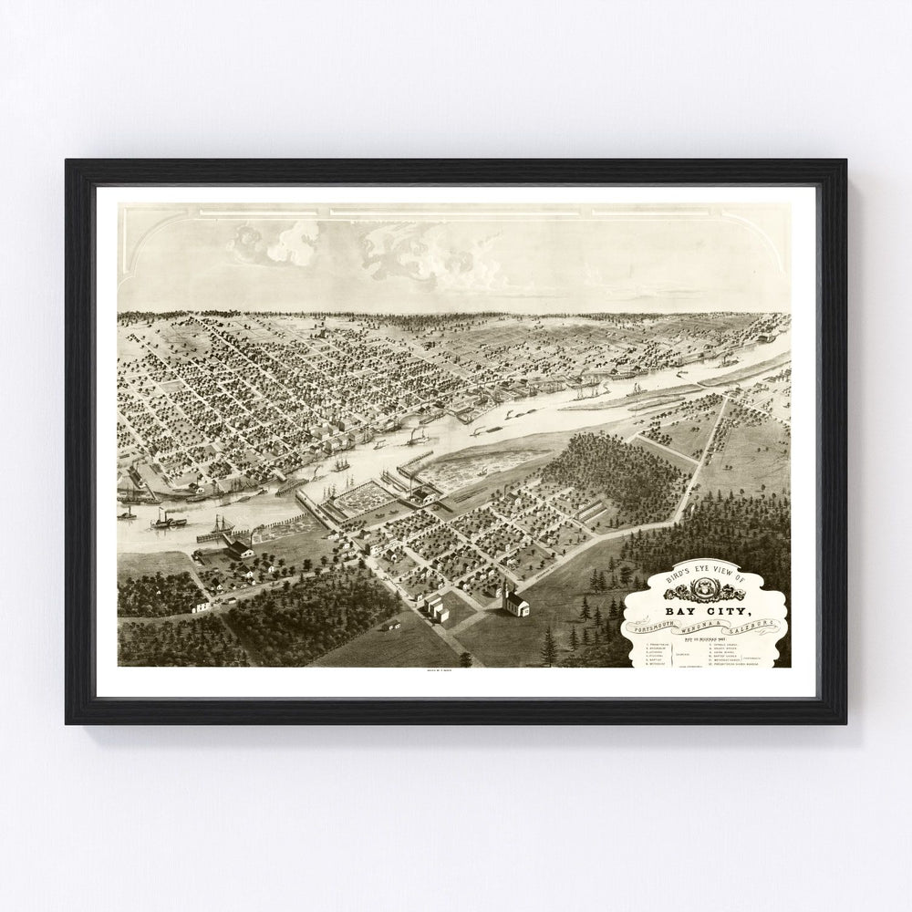 Bay City Vintage Map 1867
