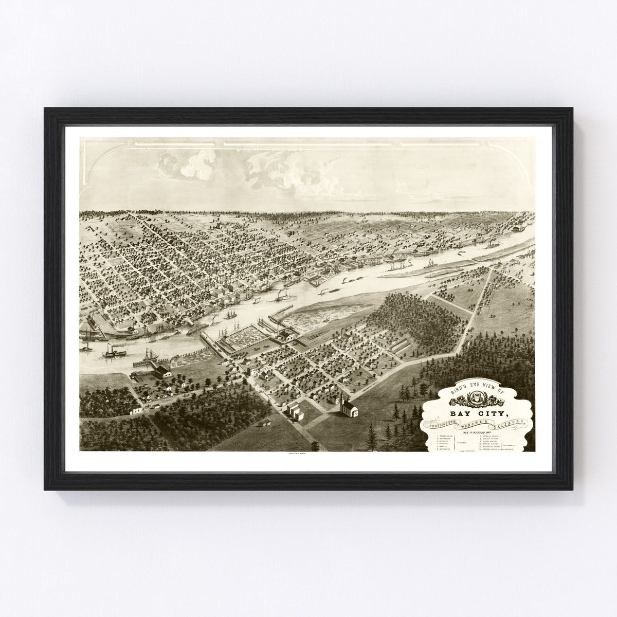 Bay City Vintage Map 1867