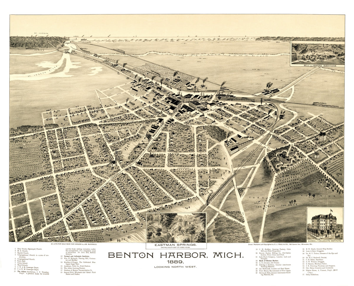 Preview of Vintage Map of Benton Harbor, Michigan 1889