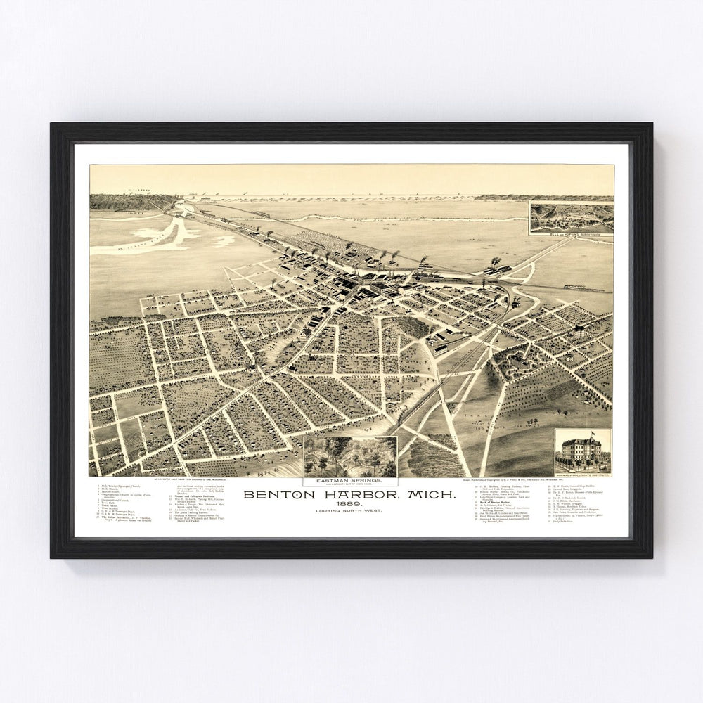 Benton Harbor Vintage Map 1889
