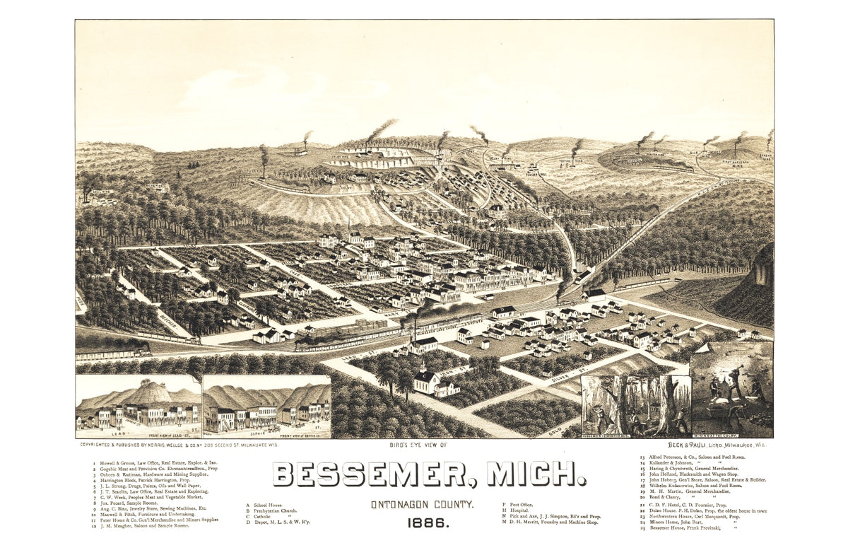 Preview of Vintage Map of Bessemer, Michigan 1886