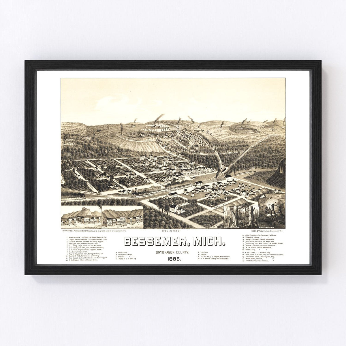Bessemer Vintage Map 1886