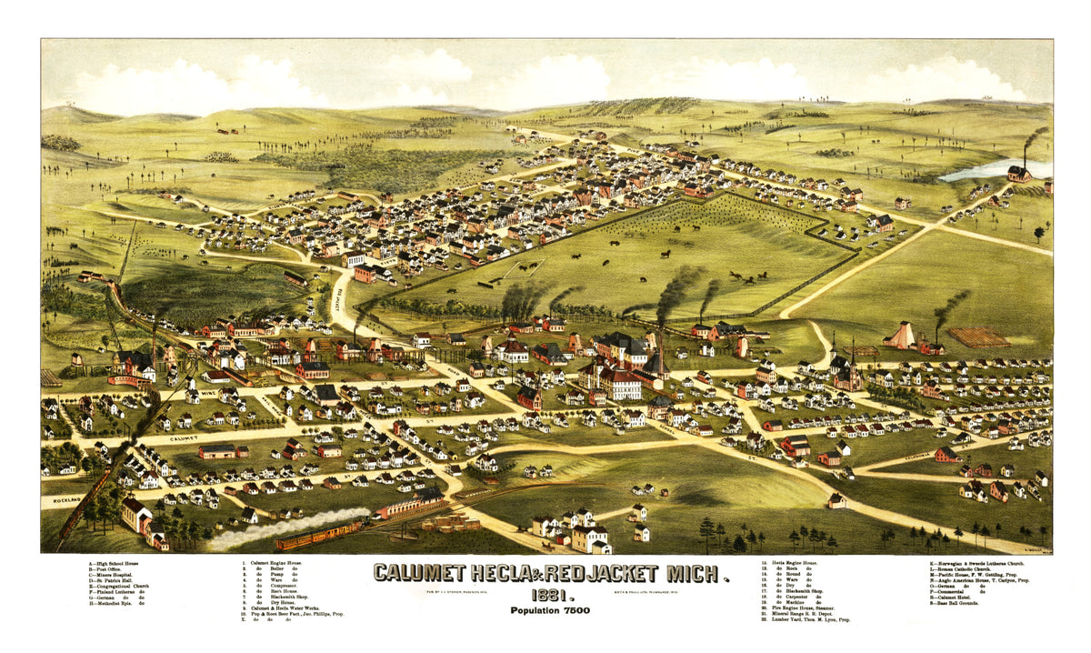 Preview of Vintage Map of Calumet, Hecla & Red Jacket, Michigan 1881